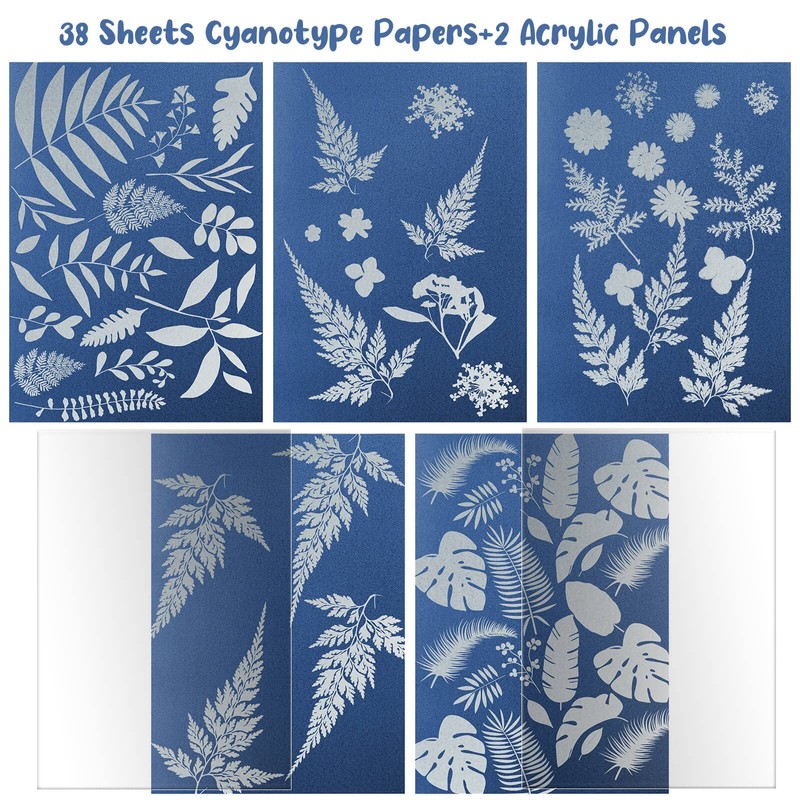 38 Sheets Cyanotype Sun Print Kit With 2 Clear Acrylic