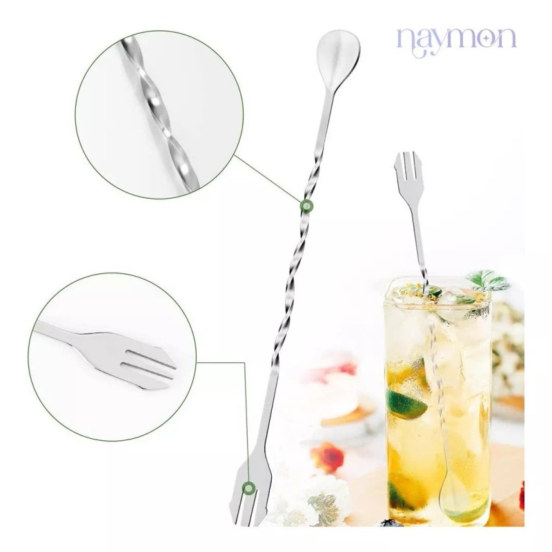 Naymon Cuchara Coctelera Agitador Acero Bartender Mixologo Bar 30cm