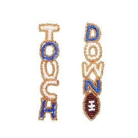 xuzhiyuan Colorful Football Beads Earrings Touch Down Letter Earrings Statement Drop Dangle Earrings for Women Gift Accessories Football Jewelry for Moms (Style K)