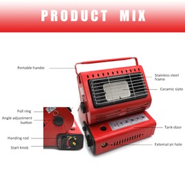 XKH- Red Ourdoor Camping Butane LP Gas Ceramic Heater Burner Warmer For Emergency Heating Cooking Stove [P/N: ET-COOK009-RED]