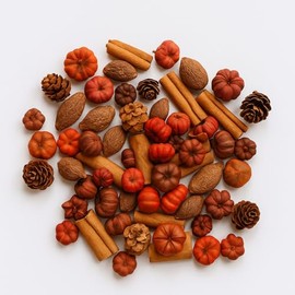 Dansib Natural Fall Potpourri Bags Fall Bowl Filler Mix with Mini Pumpkin Putka Pods, Pine Cones, Cinnamon Chunks & Rosehips, for Vase, Jar Fillers, Thanksgiving & Autumn Decor