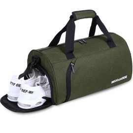 BECOJADDE Sports Bags for Men and Women, 35L Travel Duffel Bag, Overnight Bag with Shoe Compartment & Wet Compartment, Waterproof Carry On Bag for Sports, Gym, Swimming, Army Green, Travel handbag