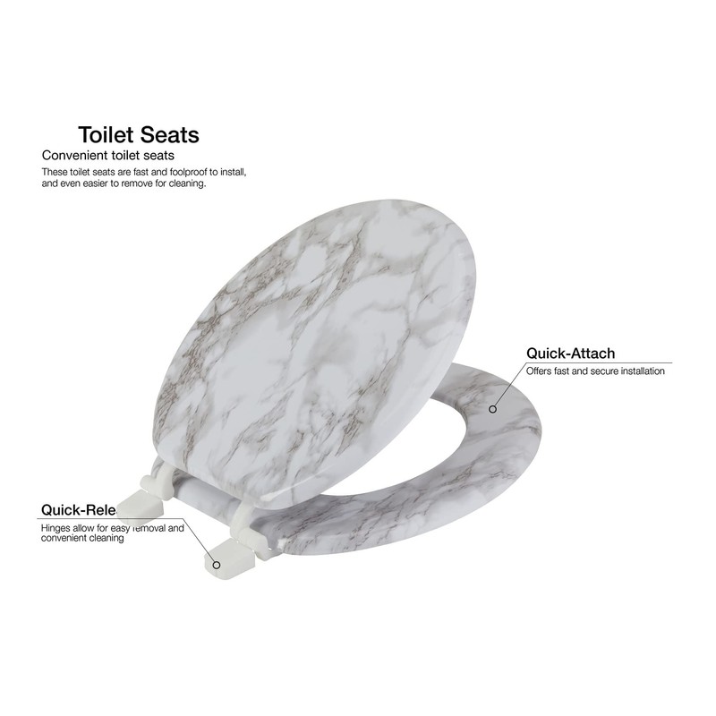 J&V TEXTILES Round Toilet Seat W/ Easy Clean & Change
