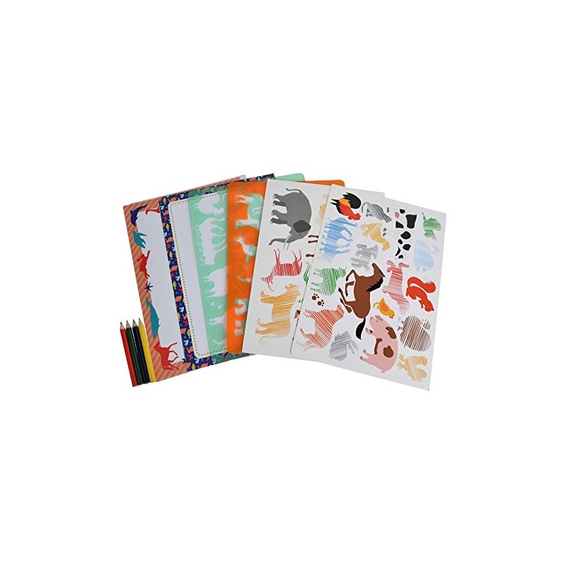 Barney & Buddy BA029 Animals Stencils with Pencils