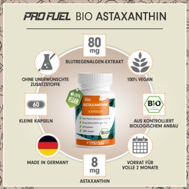 Organic Astaxanthin Capsules 120x - Optimal High Dose with 8 mg Astaxanthin per Capsule - Algamo® Premium Astaxanthin from the Blood Rain Algae (Haematococcus Pluvialis) - Laboratory Tested