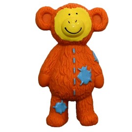 WANT CHEW Latex Dog Squeaky Chew Toys Fashion Animals for Medium & Small Dogs (Orange Monkey)