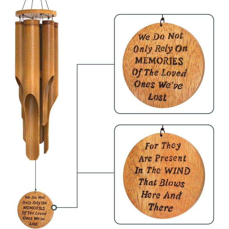 Memorial Bamboo Wind Chimes - Sympathy Windchimes for Loss of
