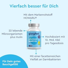 Premium Probivia Culture Complex - Brand Raw Material Howaru - 22 Strains & Inulin - Including Lactobacillus, Bifidobacterium - 10 billion CFU per day - 180 Enteric Juice-Resistant Capsules