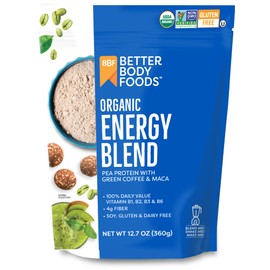 BetterBody Foods Organic Energy Blend, Plant-Based Protein Blend made with Naturally Energizing Green Coffee Extract and Maca, Gluten-free, Non-GMO, 12.7 Ounces