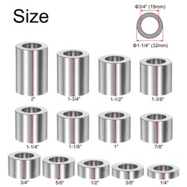QUARKZMAN 13-Piece Axle Reducer Spacer Set 1-1/4 Inch Wheel Spacer for 3/4 Inch Axle Reducer Bushing Adapter for Motorcycle, Sanding Discs, (CNC Aluminium)