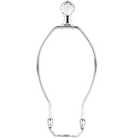 ECUDIS 8 Inch Detachable Lamp Harp Holder for Table and Floor Lamps, 1 Pack Heavy Duty Lamp Shade Bracket with 3/8 Standard Saddle and Faceted Crystal Ball Lamp Finial