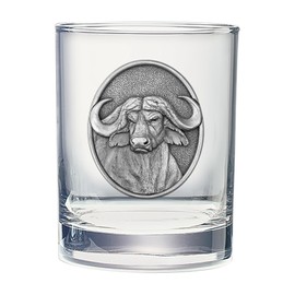 Heritage Pewter Cape Buffalo Double Old Fashion | Double Rocks Glass 14 OZ for Liquor | Expertly Crafted Pewter Glass
