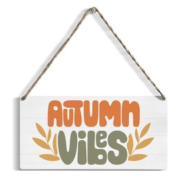 Fall Wood Sign Wall Decor, 12x 6 Inch Welcome Sign for Front Door Decor Hanging Wall Art Pumpkin Autumn Hanging Plaque for Home Living Room Farmhouse Harvest Day Thanksgiving Wall Decor Autumn Vibes