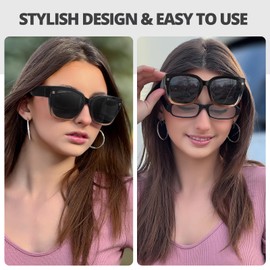 LVIOE Over Glasses Sunglasses for Women Polarised Fashion Oversized Sunglasses UV400 Protection