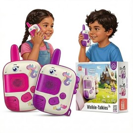 Walkie Talkies para Niñas, Set de 2 Juguetes de Unicornio con Cordón, Rango de 300 Metros sin Interferencias, Juegos de Aventura al Aire Libre para Ed