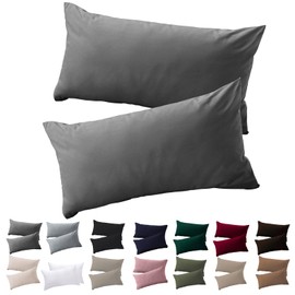 Soifox Set of 2 Pillowcases, 40 x 60 cm, Anthracite, 100% Microfiber, Resistant and Hypoallergenic, with Zip