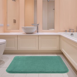 American Soft Linen Bath Rug, 21 in 32 in Fluffy Foamed Non Slip Bath Rugs for Bathroom, Bath Rugs Washable, Area Bath Mat Rugs, Colonial Blue Bath Mat Rug