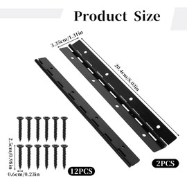 Thinp Set of 2 Piano Hinge Stainless Steel with Holes, 20 cm Piano Hinge, Bar Hinge Black Hinge with 12 Screws, for Pianos, Boat Cabinets, Cabinet Doors