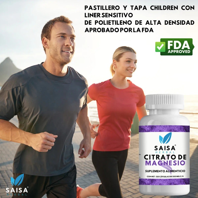 Citrato De Magnesio 500 Mg 120 Cpsulas 100 Puro Saisa