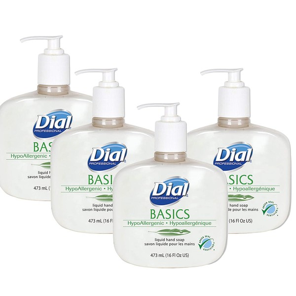 Dial Liquid Hand Soap, Hypoallergenic,16 Ounces (Pack of 4)