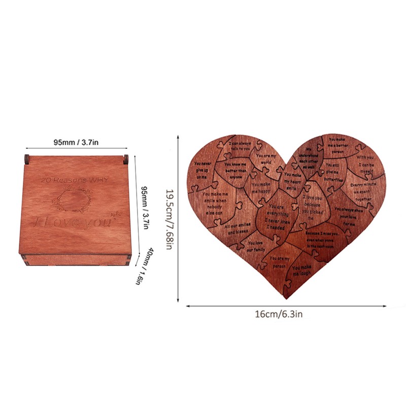 Wooden Heart Puzzle Valentines Day Heart Shape Puzzles Romantic Love