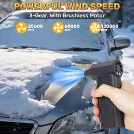 Snow Master Pro,Snow Master Pro LED Turbo Blower,Mini Turbo Snow Blower,3 Gear Adjustable Super Power Turbo Breeze Electric Blow (Light Black)