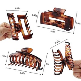 Pinzas Para Cabello de 8 Piezas,Pinzas Para El Cabello Antideslizantes,pasador Mate Grande Para Mujer，adecuado Para Lavarse La Cara, Bañarse, Viajar, Fiestas, Etc.(Negro, Marrón, Amarillo, Transparente)
