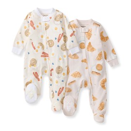 Burt's Bees Baby Boys' Organic Cotton Sleep and Play Footed Pajamas, One-piece Zip Front Romper, Baby Essentials