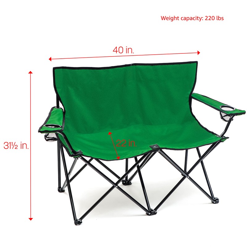Trademark Innovations Loveseat Style Double Camp Chair, 40" L x
