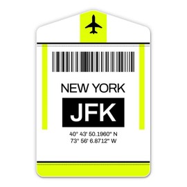Squiddy New York Airport Code JFK Luggage Tag Style - Vinyl Sticker Decal for Phone, Laptop, Water Bottle (3" high)
