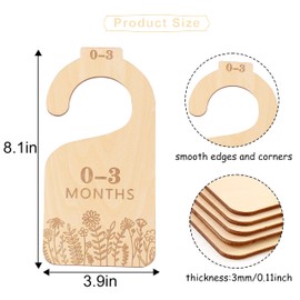 WAOUH Wildflower baby clothing dividers, 7 pieces of exquisite wooden baby closet dividers, double-sided baby hanger storage, sizes from NB to 24 months, cut room decoration, wildflower hangers