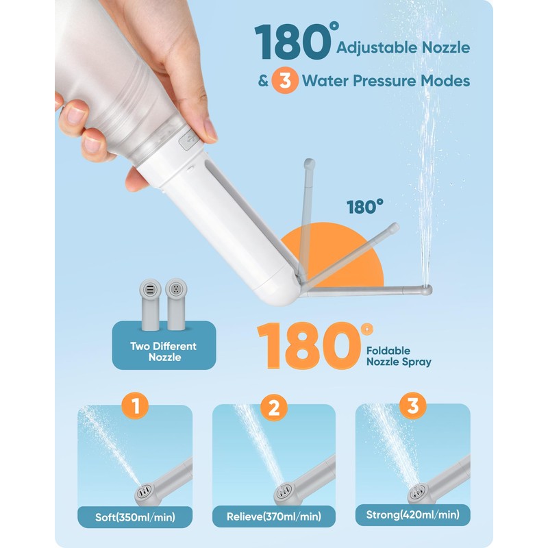 Portable Bidet for Travel, 400ml Portable Electric Travel Bidet Sprayer