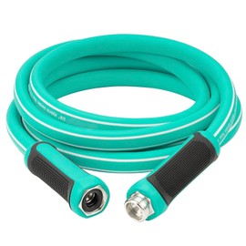 Leader Hose 12ft x 5/8", Leader Garden Hose Heavy Duty, Short Water Hose for Hose Reel, Flexible Hose with Rotatable Grip Handle, Male to Female Solid Aluminum Fittings(Green)