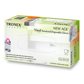 Tronex- Vinyl Disposable Gloves, Powdered, Latex Free, Food Safe, White (100, Small)