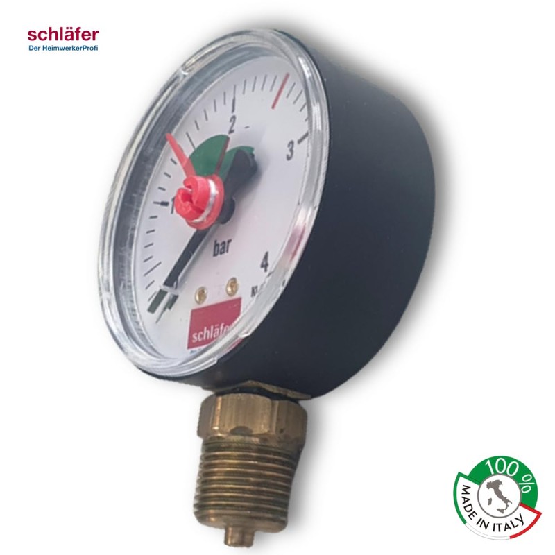 Schläfer 0930163 Hydraulic Pressure Gauge Vertical Radial Connection 1/4 Inch