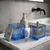 2 Pack 15Oz Blue Q-Tip Holder, Square Thick Glass