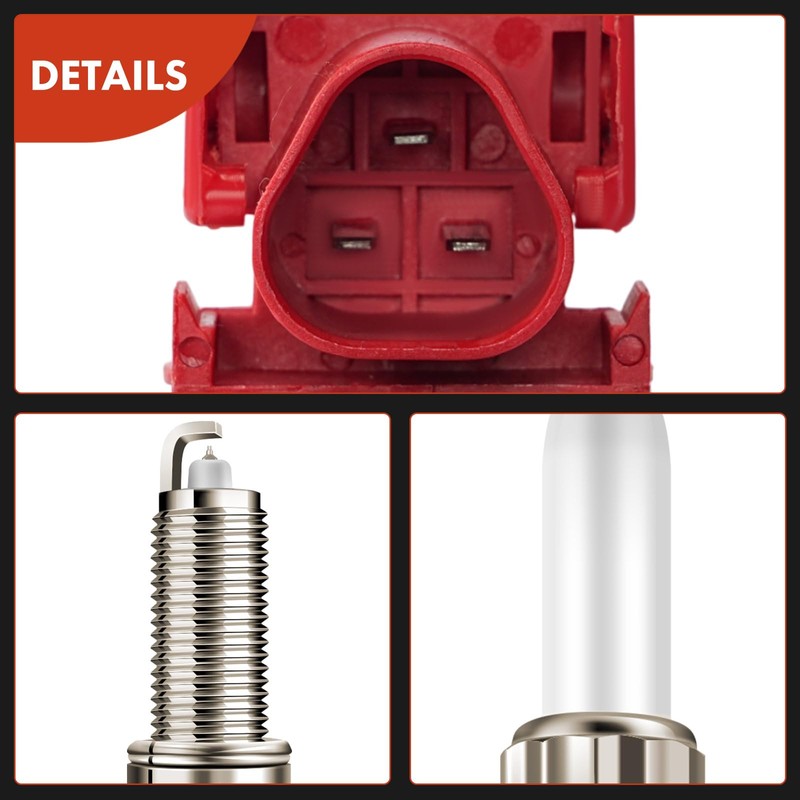 A-Premium (Red) Set of 8 Ignition Coil Pack and Iridium