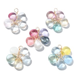 Ipotkitt 30 Pcs Mixed Color Glass Flower Charms Crystal Crystal Flower Dangle Charms for Jewelry Making Necklace Earring DIY Crafts