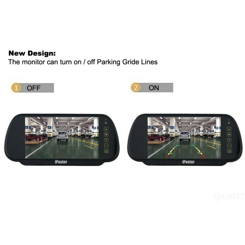 iPoster 7" Touch Button Car Rear View Mirror Monitor Backup