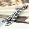 Flongo Tungsten Carbide Tungsten Bracelet Link Wrist Black H Checkered