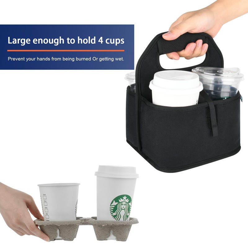 Beautyflier Reusable Insulated Coffee Cup Carrier, Portable Drink Holder with