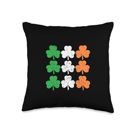 Shamrocks Clovers In Irish Flag Colours. St Patrick's Day T Throw Pillow