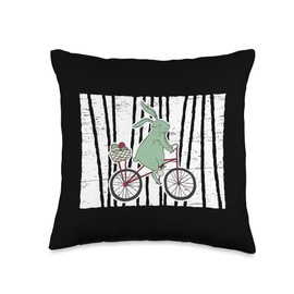 Biking Cycling Chocolate Egg Hunting Easters Bunny Biker Resurrection Day Rabbit Egg Hunt Easter Jesus Throw Pillow, 16x16, Multicolor