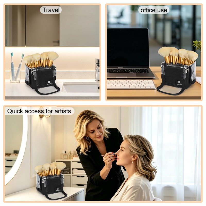 Relavel Makeup Brush Bag, Foldable Stand Up Travel Makeup Brush