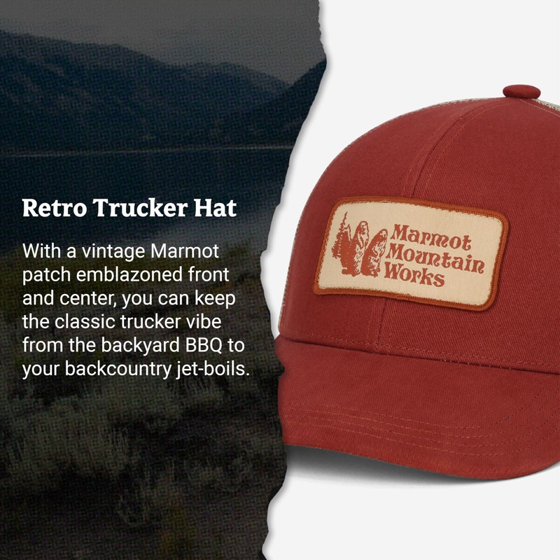 MARMOT Retro Trucker Hat, Pecan, One Size