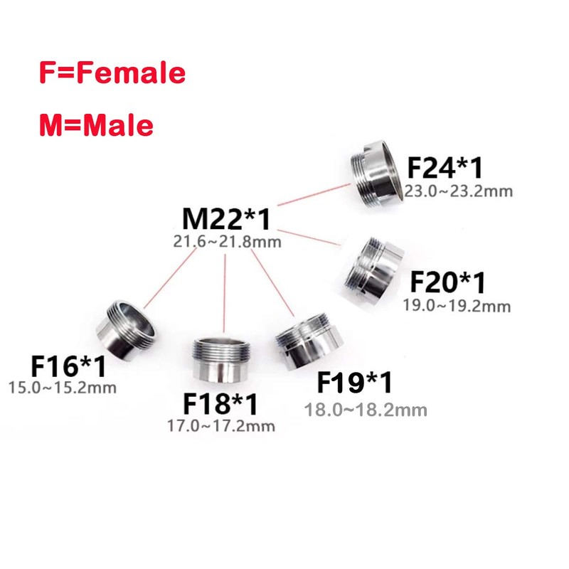 Metal Tap Adapter 24 mm Internal Thread to 22 mm