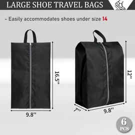 Shoe Bags for Travel, Set of 6 Pack Travel Shoe Bags for Packing, Large Waterproof Portable Travel Shoe Bag with Zipper Travel Essentials Women for and Men