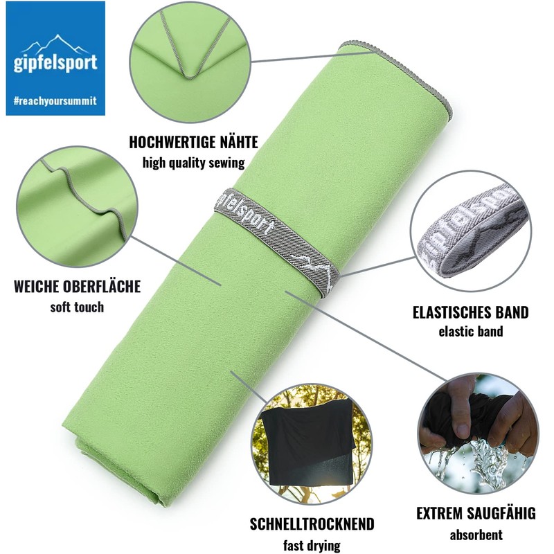 gipfelsport Microfibre Towel 1x S(80x40cm) Green