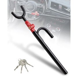 Steering Wheel Lock Anti-Theft car Device Car Wheel Locks Heavy Duty Vehicle Security Steering Wheel Lock for Truck Car Vehicles Van Lorry SUV with 4 Keys, Elongated Length BlackRed