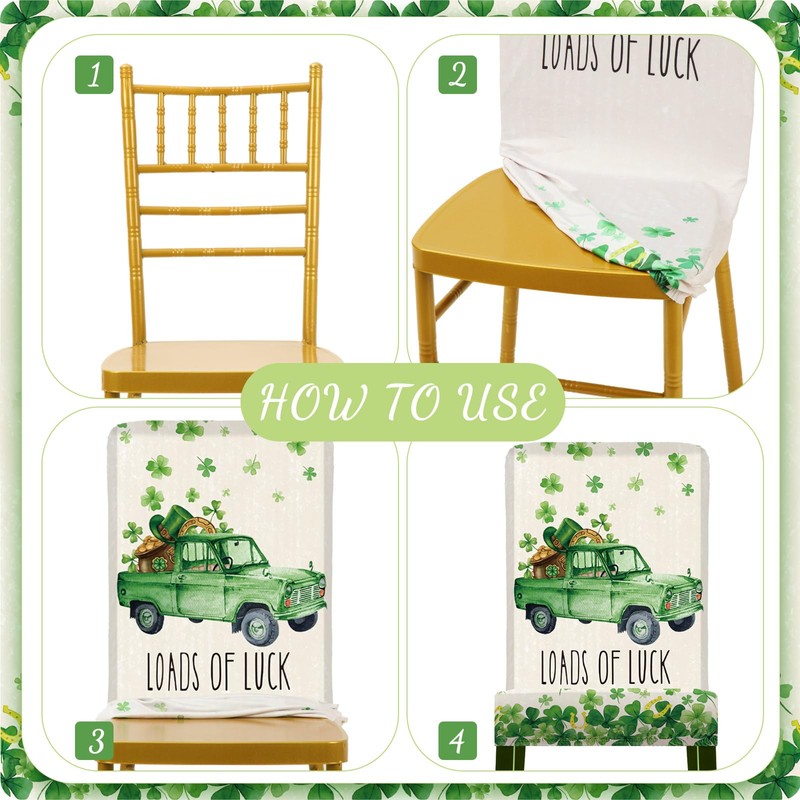 Yoande Set of 6 St. Patricks Day Chair Covers, Green
